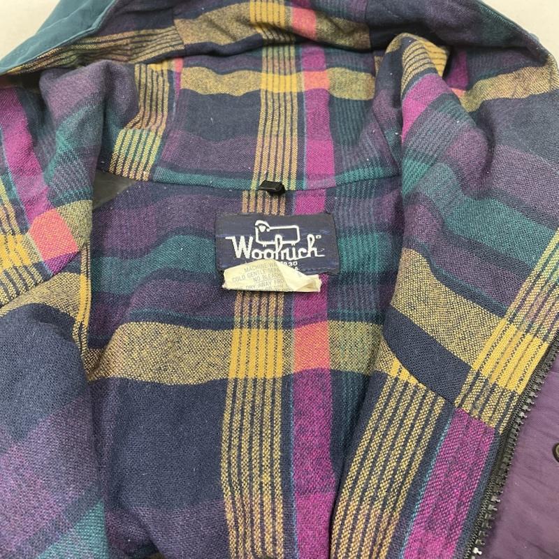 ウールリッチ WOOLRICH ジャケット、上着 ジャンパー、ブルゾン 80s USA製 マウンテンパーカー フルジップアップ ジャケット 裏地チェック柄 モスグリーン L 無地 X チェック 緑 / グリーン / green X マルチカラー / マルチカラー / multicolor メンズ USED 古着 中古 50148982
