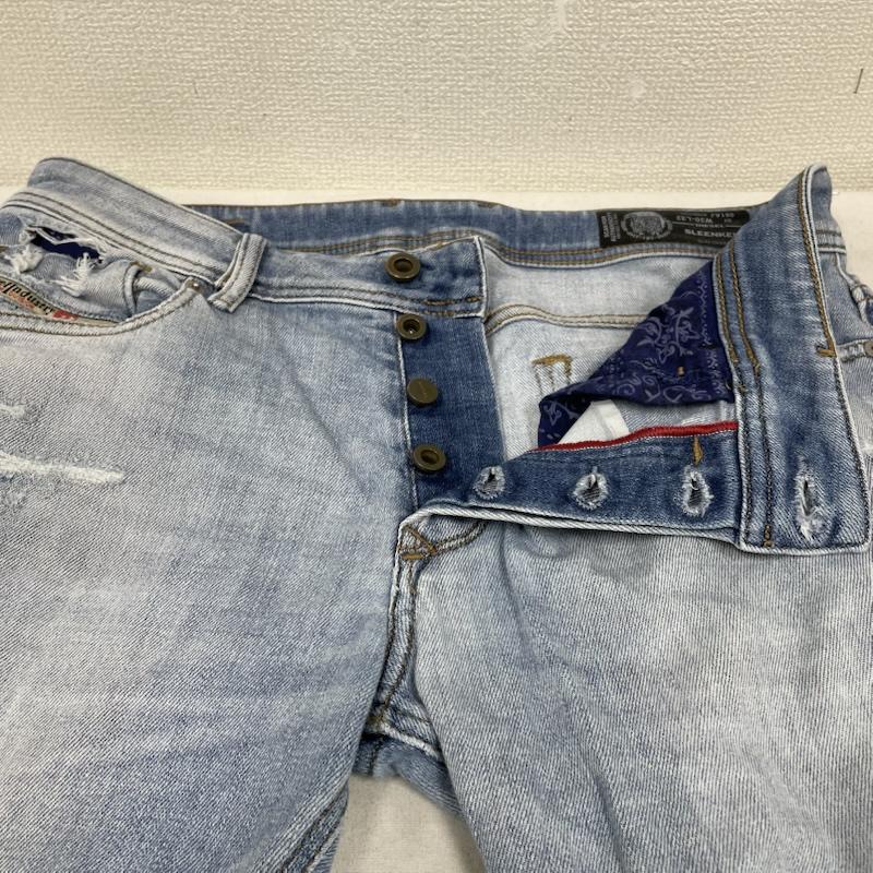 ディーゼル DIESEL パンツ デニム、ジーンズ デニム ジーンズ スキニー SLEENKER SLIM SKINNY ロゴ 刺繍 パッチ 30インチ ロゴ、文字 X 刺繍 インディゴ / インディゴ / Indigo メンズ USED 古着 中古 50149012