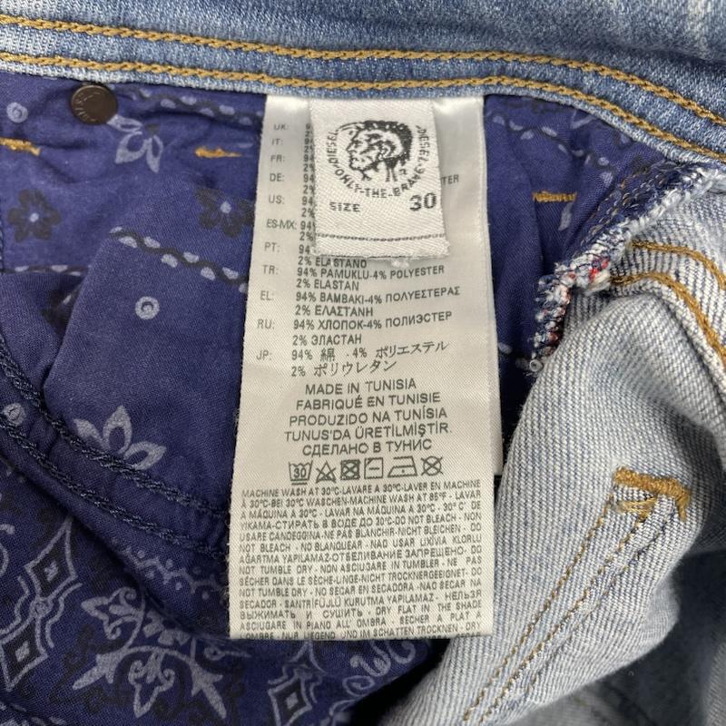 ディーゼル DIESEL パンツ デニム、ジーンズ デニム ジーンズ スキニー SLEENKER SLIM SKINNY ロゴ 刺繍 パッチ 30インチ ロゴ、文字 X 刺繍 インディゴ / インディゴ / Indigo メンズ USED 古着 中古 50149012