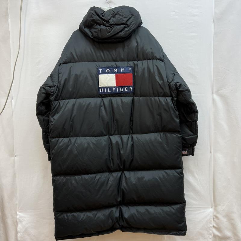 トミーヒルフィガー TOMMY HILFIGER ジャケット、上着 ダウンジャケット 90s フラグロゴ ロングダウンジャケット ダウンコート XL 黒 / ブラック / black メンズ USED 古着 中古 50149049