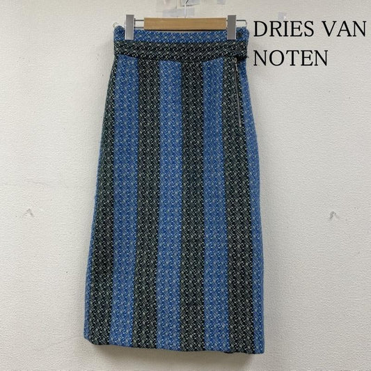 ドリスヴァンノッテン DRIES VAN NOTEN スカート ロングスカート ロング タイト スカート ツイード ストライプ ウール サイドジップアップ 厚手 34 ストライプ 青 / ブルー / blue レディース USED 古着 中古 50149050