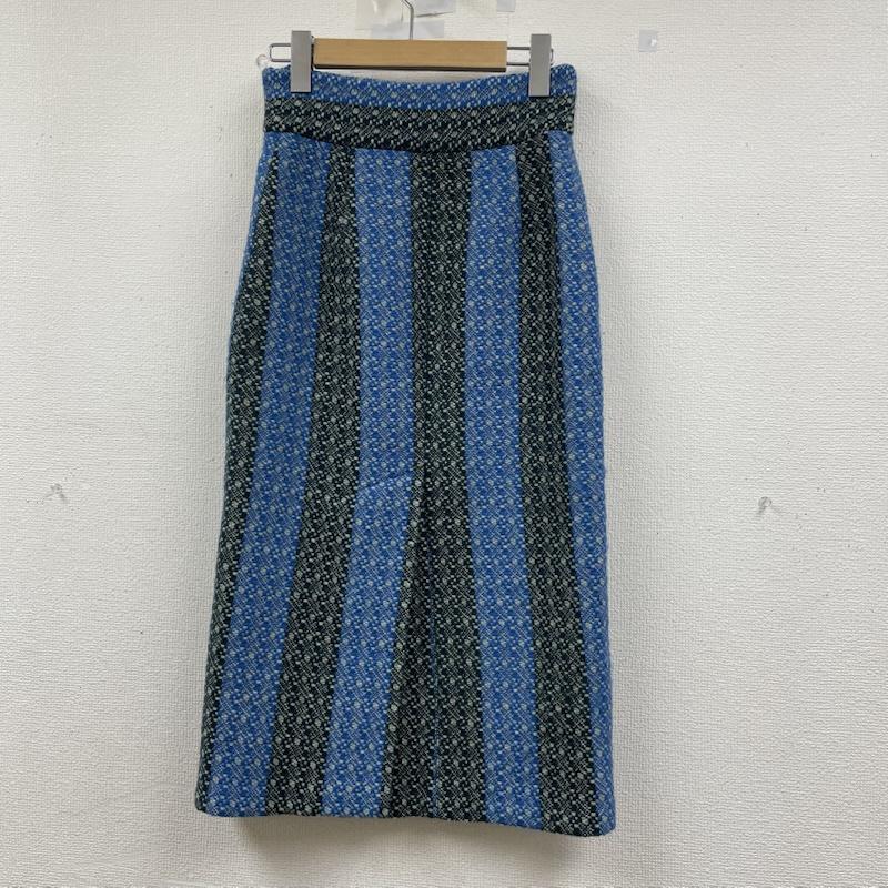 ドリスヴァンノッテン DRIES VAN NOTEN スカート ロングスカート ロング タイト スカート ツイード ストライプ ウール サイドジップアップ 厚手 34 ストライプ 青 / ブルー / blue レディース USED 古着 中古 50149050