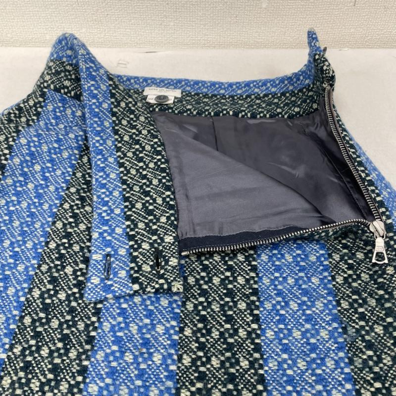ドリスヴァンノッテン DRIES VAN NOTEN スカート ロングスカート ロング タイト スカート ツイード ストライプ ウール サイドジップアップ 厚手 34 ストライプ 青 / ブルー / blue レディース USED 古着 中古 50149050