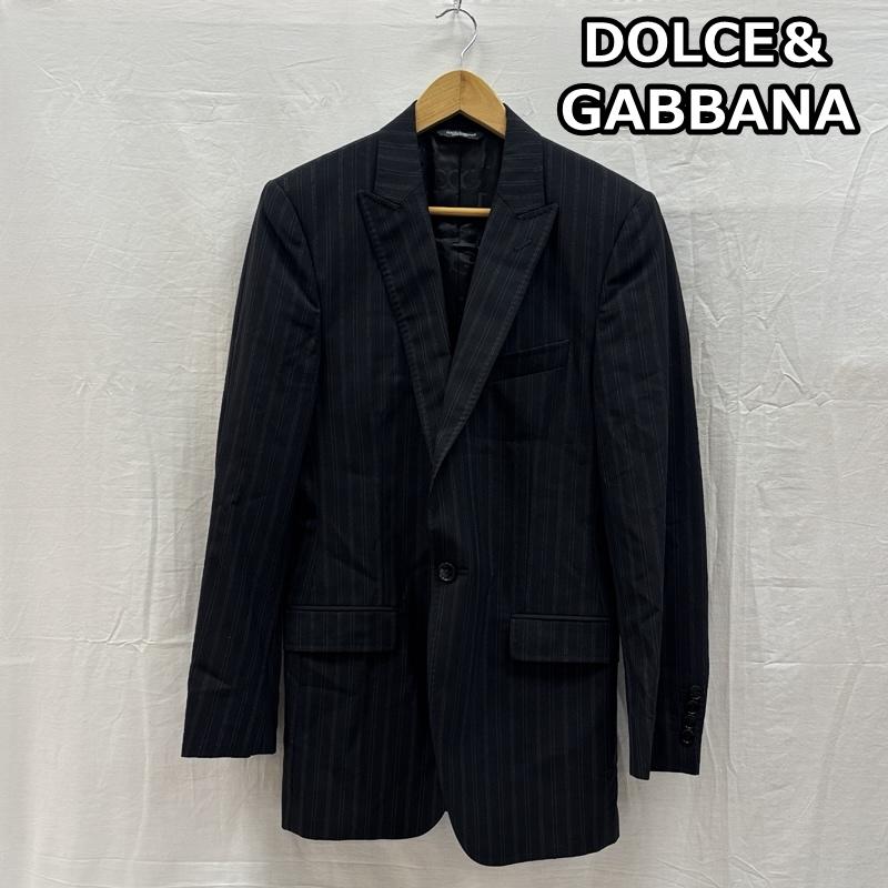 ドルチェアンドガッバーナ DOLCE&GABBANA ジャケット、上着 ジャケット、ブレザー D-OS534 ストライプ柄 1B ピークドラペル テーラード ジャケット 46 黒 / ブラック / black メンズ USED 古着 中古 50149099