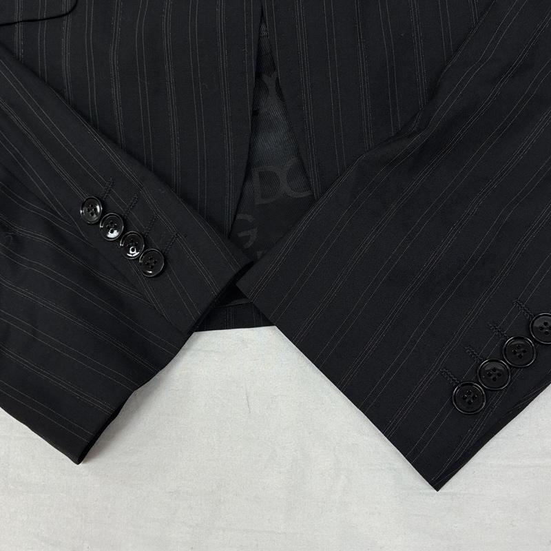 ドルチェアンドガッバーナ DOLCE&GABBANA ジャケット、上着 ジャケット、ブレザー D-OS534 ストライプ柄 1B ピークドラペル テーラード ジャケット 46 黒 / ブラック / black メンズ USED 古着 中古 50149099