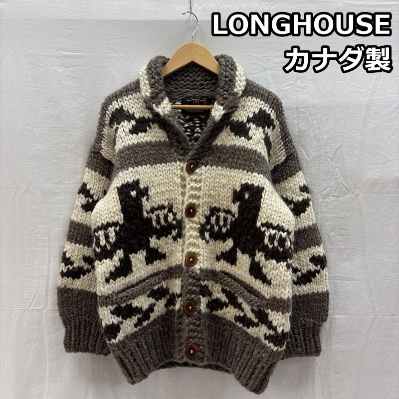 古着 USED ジャケット、上着 ジャンパー、ブルゾン LONG HOUSE カナダ製 サンダーバード ショールカラー ボタン式 カウチン ニット ジャケット 42 メンズ USED 古着 中古 50149104