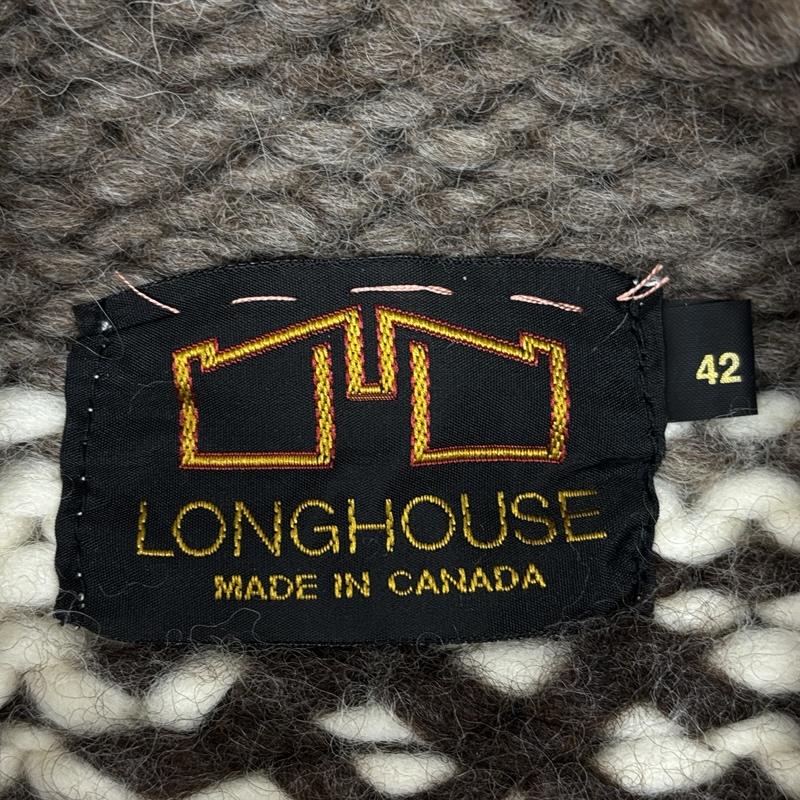古着 USED ジャケット、上着 ジャンパー、ブルゾン LONG HOUSE カナダ製 サンダーバード ショールカラー ボタン式 カウチン ニット ジャケット 42 メンズ USED 古着 中古 50149104