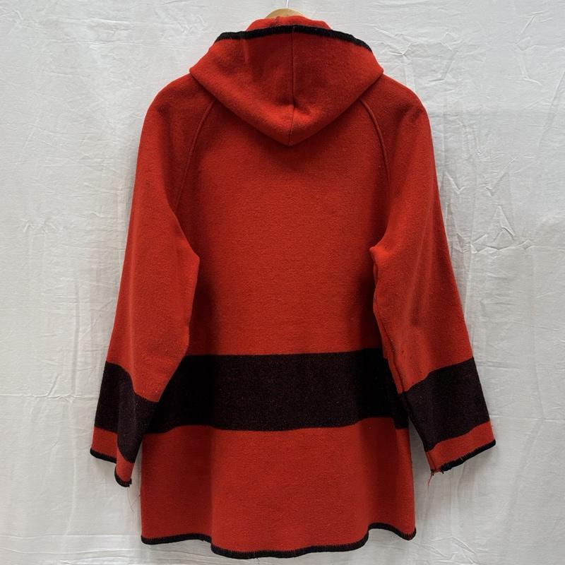 ウールリッチ WOOLRICH コート コート一般 70年代 ビンテージ ウール ブランケット ボーダー柄 フード ハーフ コート 70s VINTAGE - 赤 / レッド / red X 黒 / ブラック / black メンズ USED 古着 中古 50149107