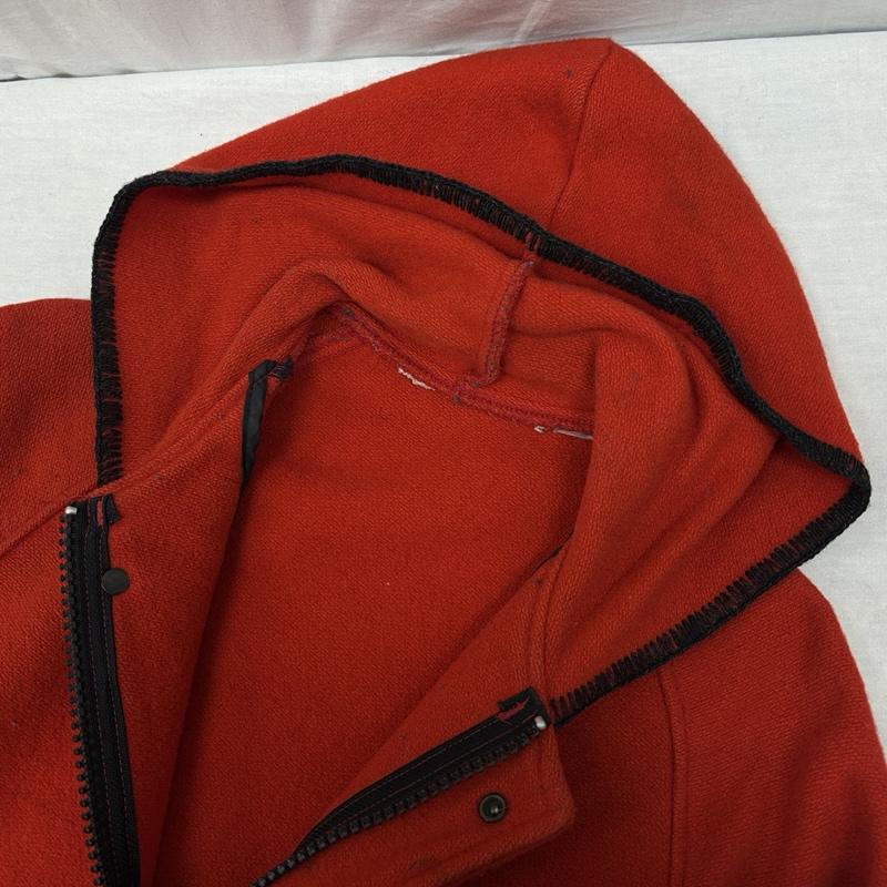 ウールリッチ WOOLRICH コート コート一般 70年代 ビンテージ ウール ブランケット ボーダー柄 フード ハーフ コート 70s VINTAGE - 赤 / レッド / red X 黒 / ブラック / black メンズ USED 古着 中古 50149107