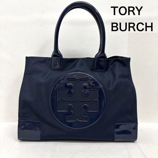 トリーバーチ TORY BURCH ハンドバッグ ハンドバッグ トートバッグ ELLA SMALL TOTE エラ スモール ビックロゴ 紺 / ネイビー / navy レディース USED 古着 中古 50149117