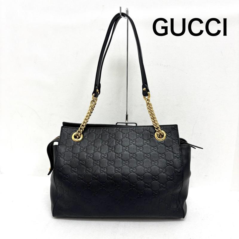 グッチ GUCCI ハンドバッグ ハンドバッグ シマ トートバッグ チェーンショルダーバッグ レザー ブラック ゴールド金具 453773 黒 / ブラック / black X 金 / ゴールド / gold color レディース USED 古着 中古 50149118