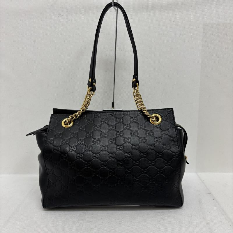 グッチ GUCCI ハンドバッグ ハンドバッグ シマ トートバッグ チェーンショルダーバッグ レザー ブラック ゴールド金具 453773 黒 / ブラック / black X 金 / ゴールド / gold color レディース USED 古着 中古 50149118