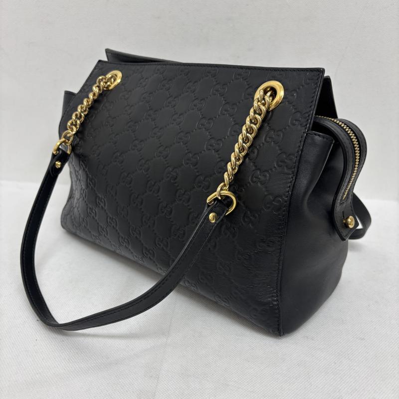 グッチ GUCCI ハンドバッグ ハンドバッグ シマ トートバッグ チェーンショルダーバッグ レザー ブラック ゴールド金具 453773 黒 / ブラック / black X 金 / ゴールド / gold color レディース USED 古着 中古 50149118