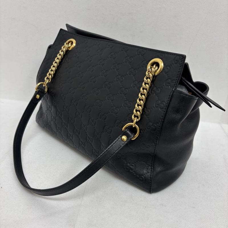 グッチ GUCCI ハンドバッグ ハンドバッグ シマ トートバッグ チェーンショルダーバッグ レザー ブラック ゴールド金具 453773 黒 / ブラック / black X 金 / ゴールド / gold color レディース USED 古着 中古 50149118