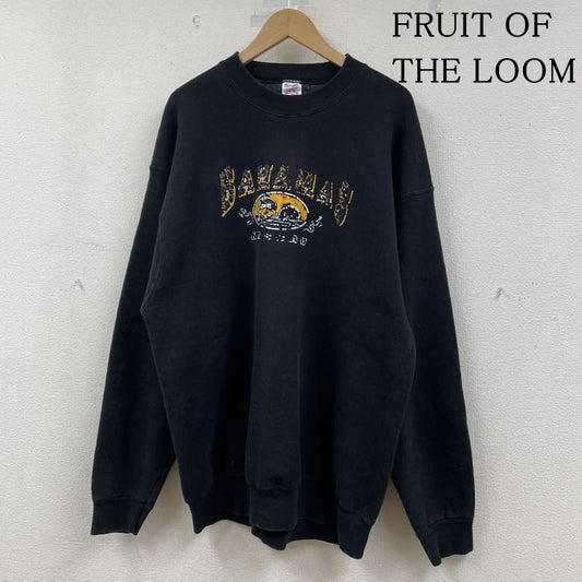 フルーツオブザルーム FRUIT OF THE LOOM トレーナー 長袖 長袖 カレッジ スウェット クルーネック トレーナー ロゴ プリント USA製 XXL ロゴ、文字 X プリント 黒 / ブラック / black メンズ USED 古着 中古 50149138