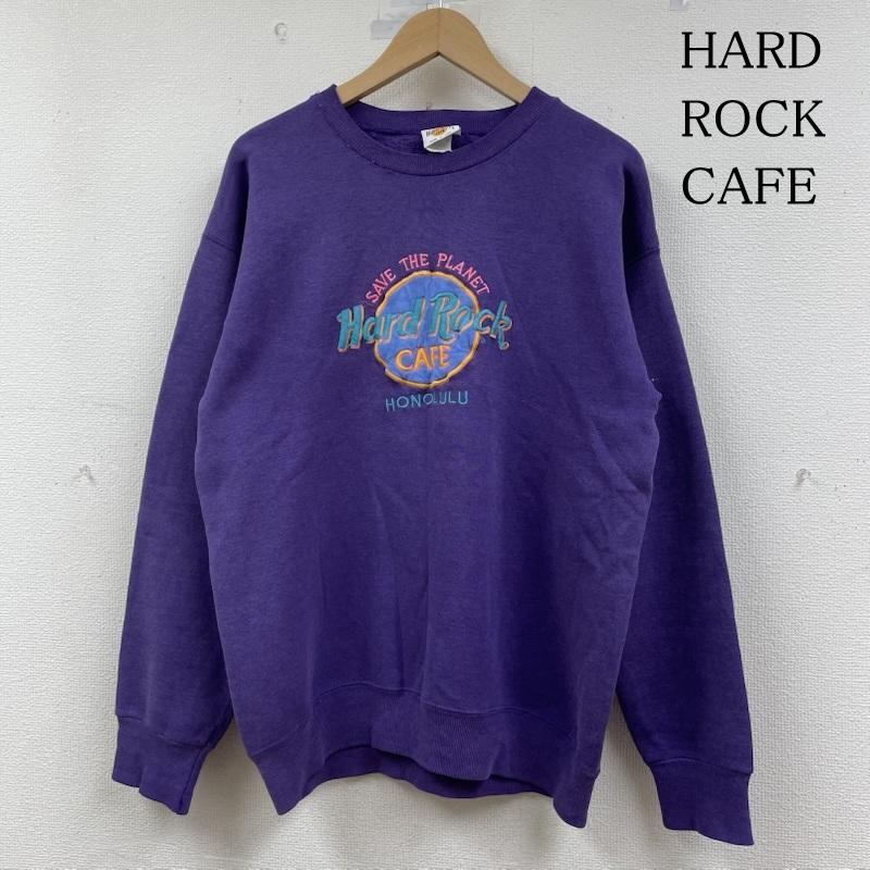 古着 USED トレーナー 長袖 HARD ROCK CAFE ハードロックカフェ USA製 90s ヴィンテージ トレーナー スウェット L ロゴ、文字 X 刺繍 紫 / パープル / purple メンズ USED 古着 中古 50149141