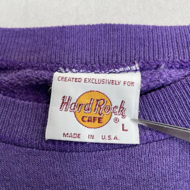 古着 USED トレーナー 長袖 HARD ROCK CAFE ハードロックカフェ USA製 90s ヴィンテージ トレーナー スウェット L ロゴ、文字 X 刺繍 紫 / パープル / purple メンズ USED 古着 中古 50149141