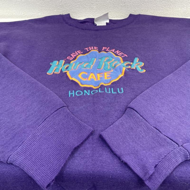 古着 USED トレーナー 長袖 HARD ROCK CAFE ハードロックカフェ USA製 90s ヴィンテージ トレーナー スウェット L ロゴ、文字 X 刺繍 紫 / パープル / purple メンズ USED 古着 中古 50149141