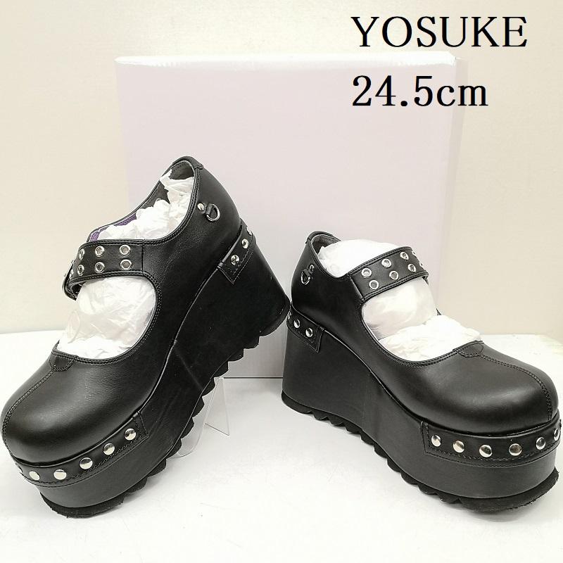 ヨースケ YOSUKE ブーツ 一般 厚底 ハトメ ベルディット スタッズ メリージェーン LL 24.5cm 黒 / ブラック / black レディース USED 古着 中古 50149150