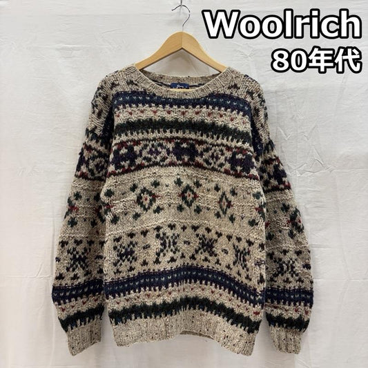 ウールリッチ WOOLRICH ニット、セーター 長袖 80年代 ビンテージ 紺タグ ノルディック クルーネック ニット セーター 80s VINTAGE - メンズ USED 古着 中古 50149157