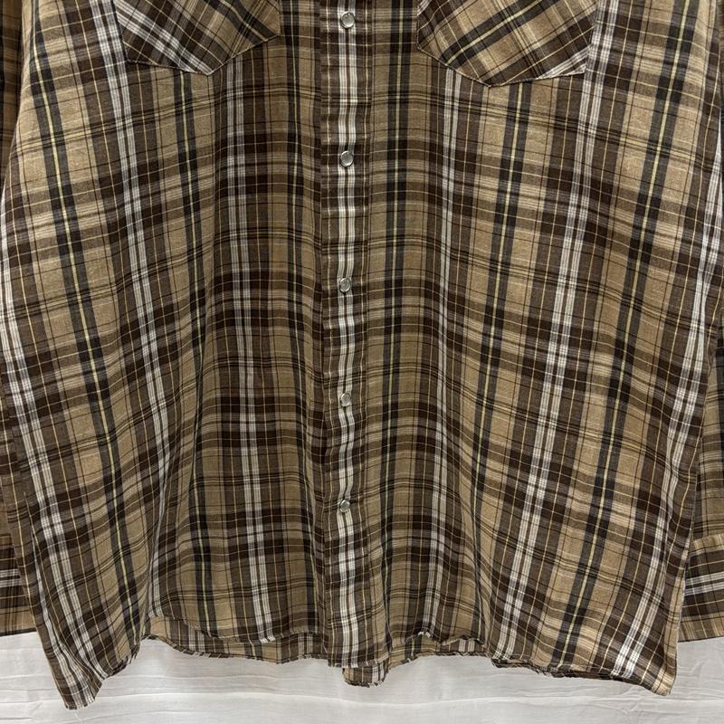 古着 USED シャツ、ブラウス 長袖 Campus 70年代 ビンテージ 台湾製 チェック柄 襟芯入り 長袖 ウエスタン シャツ XL チェック メンズ USED 古着 中古 50149158