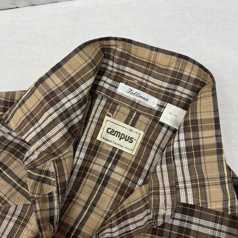 古着 USED シャツ、ブラウス 長袖 Campus 70年代 ビンテージ 台湾製 チェック柄 襟芯入り 長袖 ウエスタン シャツ XL チェック メンズ USED 古着 中古 50149158