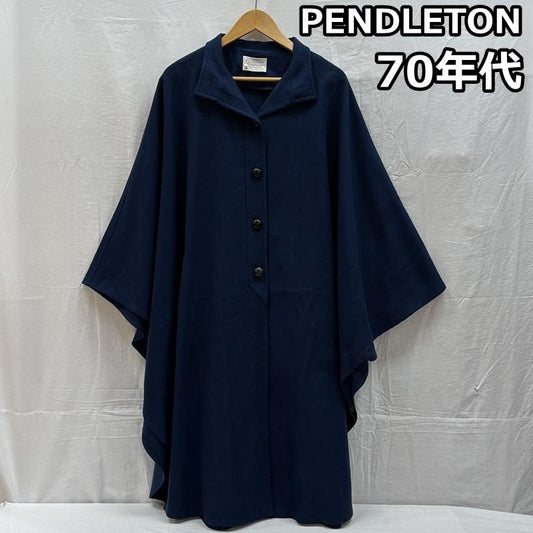ペンドルトン PENDLETON コート コート一般 70年代 ビンテージ USA製 ウール スタンドカラー ロング丈 ポンチョ コート - 紺 / ネイビー / navy レディース USED 古着 中古 50149168