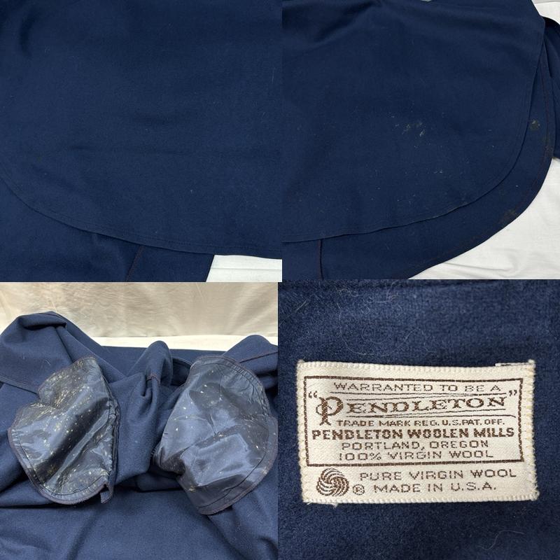 ペンドルトン PENDLETON コート コート一般 70年代 ビンテージ USA製 ウール スタンドカラー ロング丈 ポンチョ コート - 紺 / ネイビー / navy レディース USED 古着 中古 50149168
