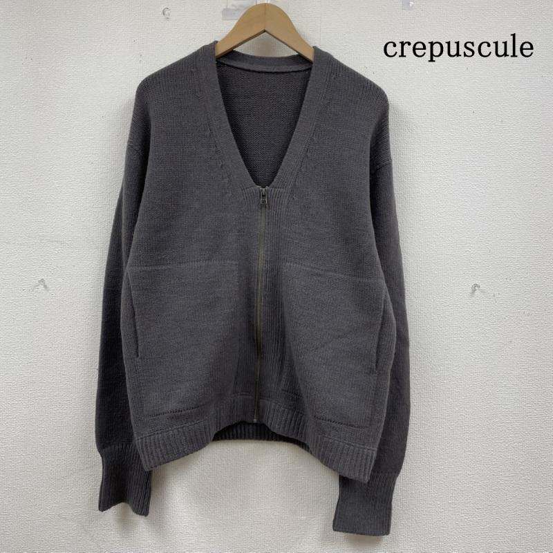 クレプスキュール crepuscule カーディガン 長袖 長袖 カーディガン ニット セーター ウール フルジップアップ 開襟 1 無地 灰 / グレー / gray メンズ USED 古着 中古 50149199
