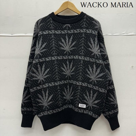 ワコマリア WACKO MARIA ニット、セーター 長袖 HIGH TIMES JACQUARD KNIT SWEATER 総柄 ニット HIGHTIMES-WM-KN05 M 黒 / ブラック / black メンズ USED 古着 中古 50149220