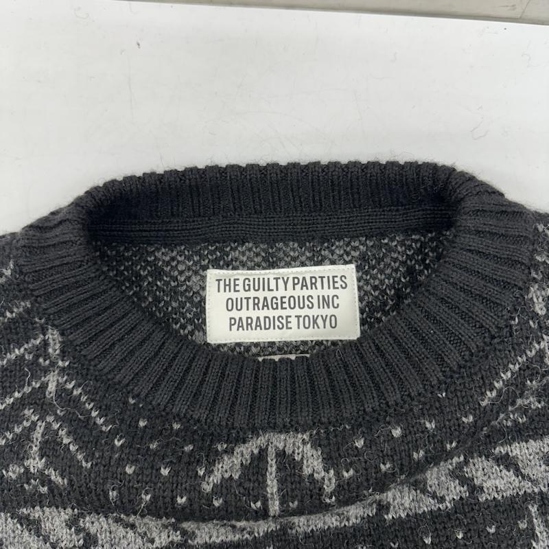 ワコマリア WACKO MARIA ニット、セーター 長袖 HIGH TIMES JACQUARD KNIT SWEATER 総柄 ニット HIGHTIMES-WM-KN05 M 黒 / ブラック / black メンズ USED 古着 中古 50149220