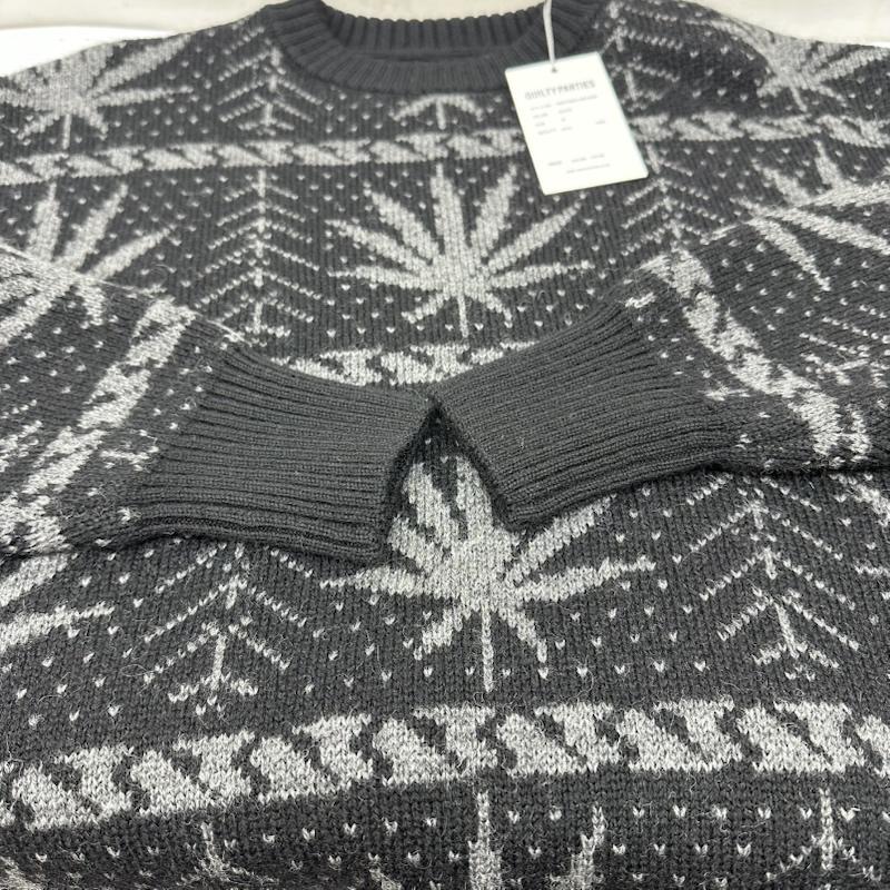 ワコマリア WACKO MARIA ニット、セーター 長袖 HIGH TIMES JACQUARD KNIT SWEATER 総柄 ニット HIGHTIMES-WM-KN05 M 黒 / ブラック / black メンズ USED 古着 中古 50149220