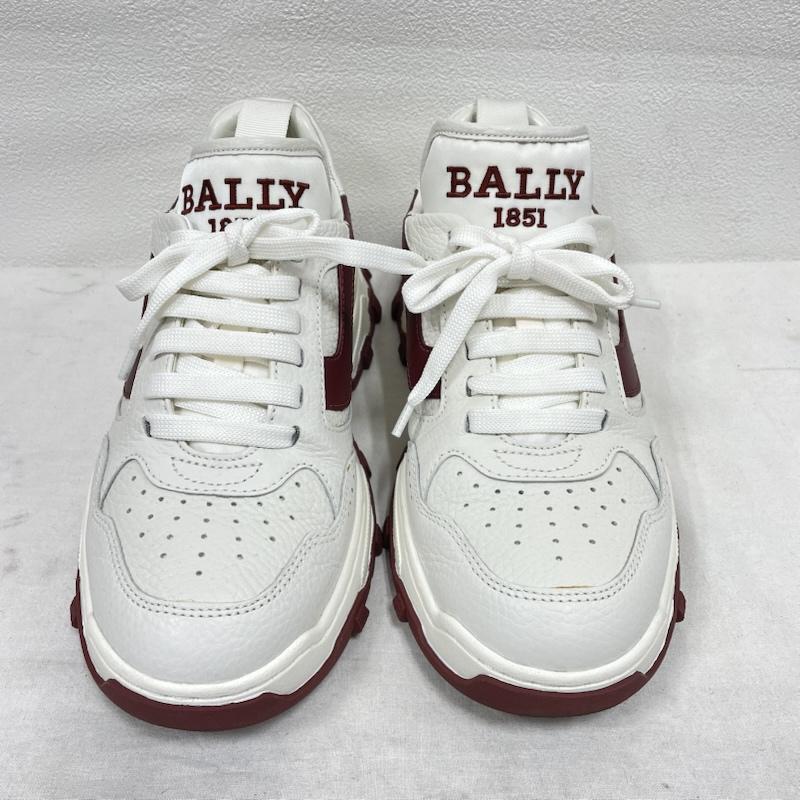 バリー BALLY スニーカー スニーカー ローカット スニーカー ロゴ レースアップ ラバーソール レザー カーフスキン US6.5 US：6.5 ロゴ、文字 白 / ホワイト / white X えんじ / ワインレッド / dark red レディース USED 古着 中古 50149223