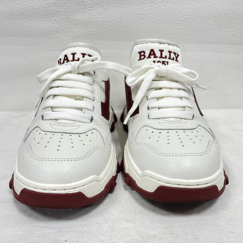 バリー BALLY スニーカー スニーカー ローカット スニーカー ロゴ レースアップ ラバーソール レザー カーフスキン US6.5 US：6.5 ロゴ、文字 白 / ホワイト / white X えんじ / ワインレッド / dark red レディース USED 古着 中古 50149223