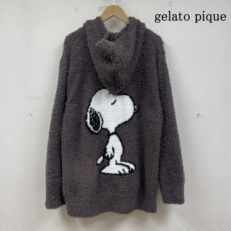 ジェラートピケ gelato pique カーディガン 長袖 スヌーピー コラボ フルジップ パーカー カーディガン フーディ― ロゴ 刺繍 pmnt215135 M キャラクター X ロゴ、文字 X 刺繍 茶 / ブラウン / brown メンズ USED 古着 中古 50149228