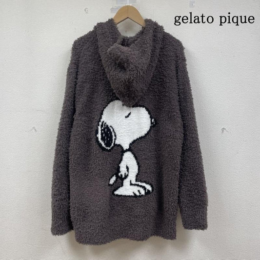 ジェラートピケ gelato pique カーディガン 長袖 スヌーピー コラボ フルジップ パーカー カーディガン フーディ― ロゴ 刺繍 pmnt215135 M キャラクター X ロゴ、文字 X 刺繍 茶 / ブラウン / brown メンズ USED 古着 中古 50149228