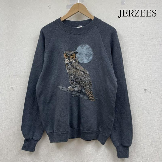 ジャージーズ JERZEES トレーナー 長袖 80s フクロウ ラグラン スウェットシャツ アニマル VINTAGE トレーナー USA製 XL アニマル柄 X プリント 灰 / グレー / gray メンズ USED 古着 中古 50149230