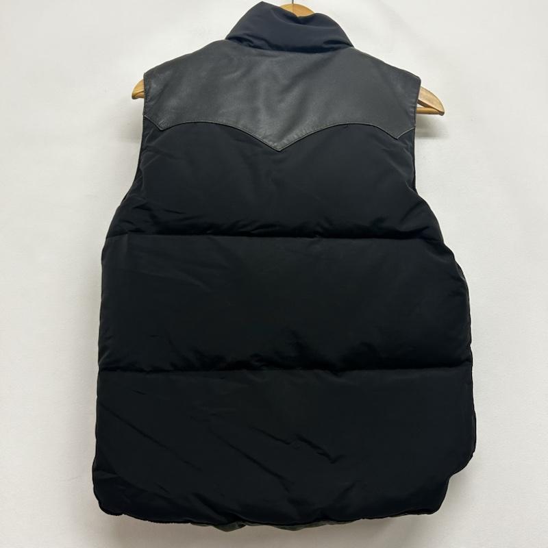 ヒューストン HOUSTON ベスト ベスト ダウンベスト レザー切替 M 無地 黒 / ブラック / black メンズ USED 古着 中古 50149247