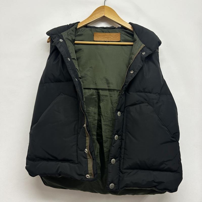 ヒューストン HOUSTON ベスト ベスト ダウンベスト レザー切替 M 無地 黒 / ブラック / black メンズ USED 古着 中古 50149247