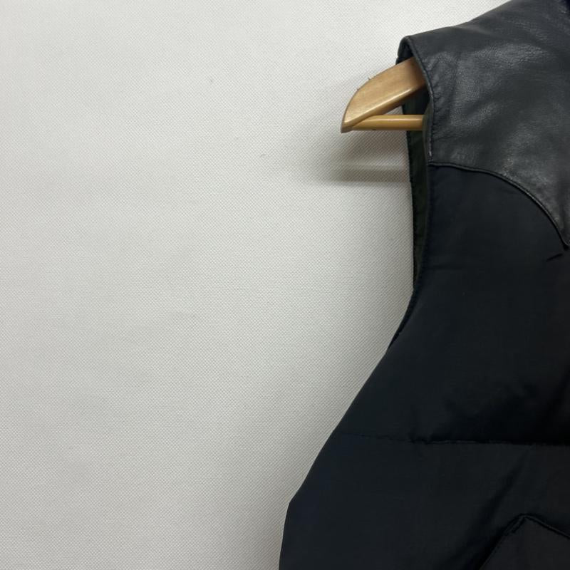 ヒューストン HOUSTON ベスト ベスト ダウンベスト レザー切替 M 無地 黒 / ブラック / black メンズ USED 古着 中古 50149247