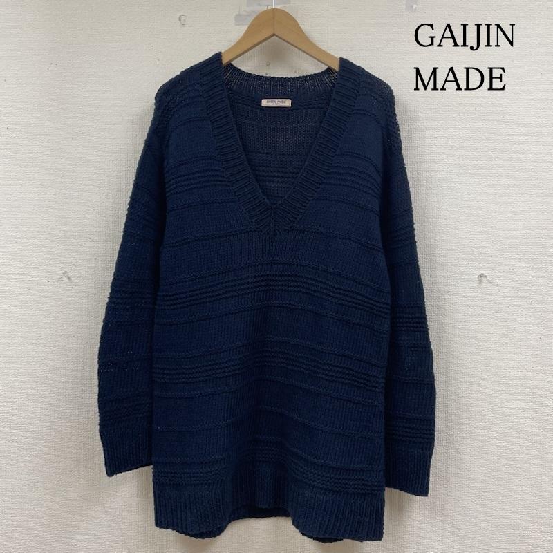 ガイジンメイド GAIJIN MADE ニット、セーター 長袖 外人公司 ニット セーター Vネック ロングスリーブ 長袖 コットン 無地 無地 紺 / ネイビー / navy メンズ USED 古着 中古 50149258