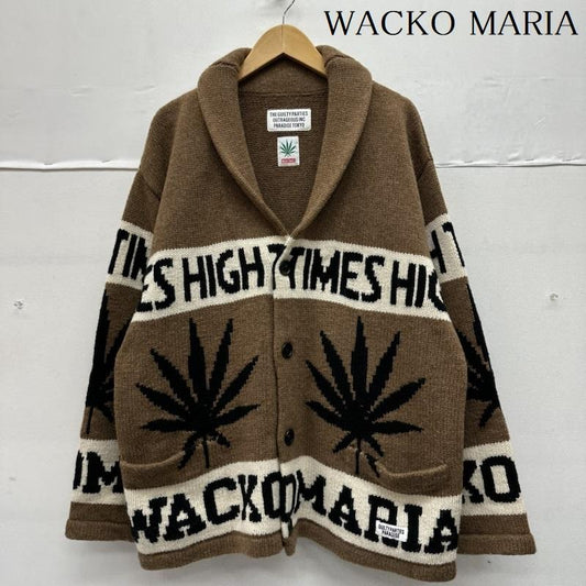 ワコマリア WACKO MARIA ニット、セーター 長袖 HIGHTIMES COWICHAN SWEATER 総柄 カウチン ニット M 茶 / ブラウン / brown メンズ USED 古着 中古 50149265