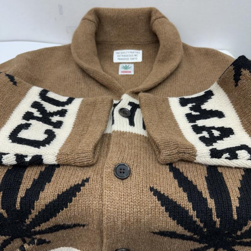 ワコマリア WACKO MARIA ニット、セーター 長袖 HIGHTIMES COWICHAN SWEATER 総柄 カウチン ニット M 茶 / ブラウン / brown メンズ USED 古着 中古 50149265