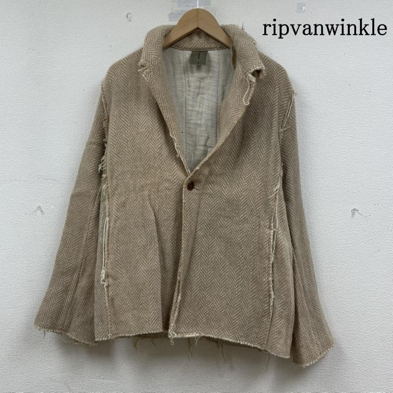リップヴァンウィンクル ripvanwinkle ジャケット、上着 ジャケット、ブレザー ダメージ加工 ウール コットン 1B ニット ジャケット イージー テーラード 3  ベージュ / ベージュ / beige メンズ USED 古着 中古 50149269