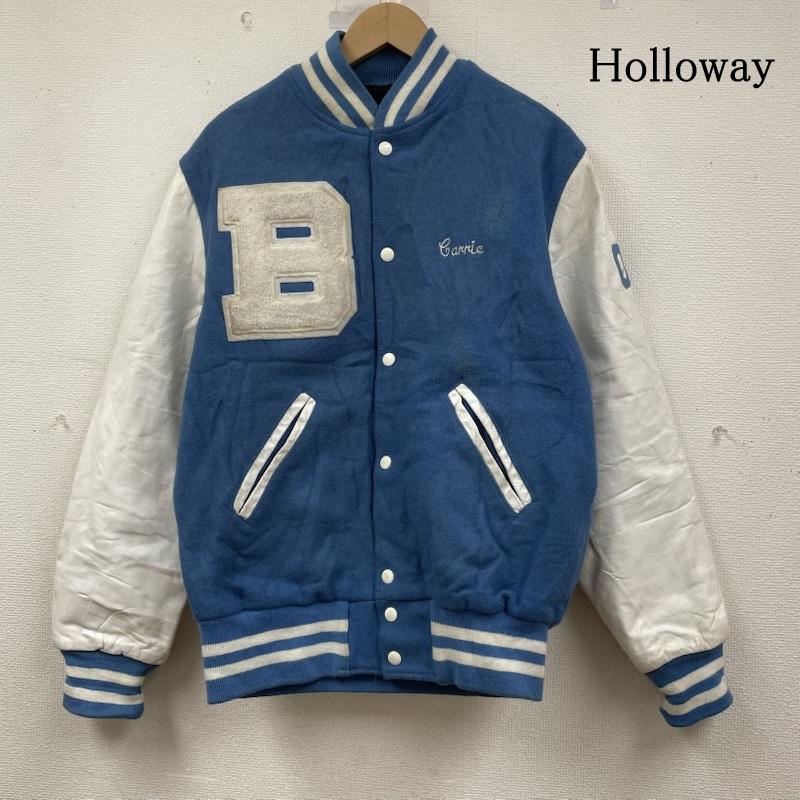 古着 USED ジャケット、上着 ジャンパー、ブルゾン Holloway 袖 レザー スタジャン スタジアム ジャンパー スナップボタン ロゴ 刺繍 パッチ S ロゴ、文字 X 刺繍 白 / ホワイト / white X 水色 / ライトブルー / メンズ USED 古着 中古 50149290