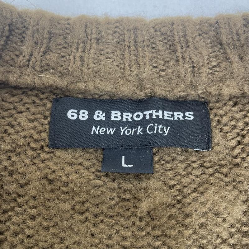 シックスティエイトアンドブラザーズ 68&brothers カーディガン 長袖 アクリル カーディガン ニット 長袖 ボタン セーター L 無地 茶 / ブラウン / brown メンズ USED 古着 中古 50149308