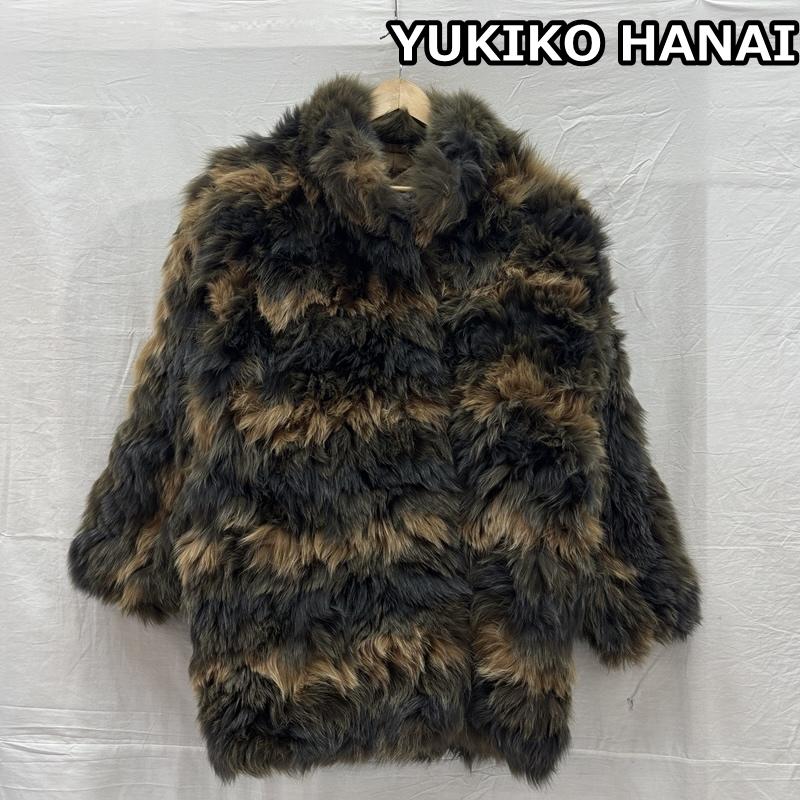 ユキコハナイ YUKIKOHANAI ジャケット、上着 ジャンパー、ブルゾン 毛皮 リアルファー ボーダーカラー スタンドカラー フロントホック式 ミドル丈 ジャケット KESKA - レディース USED 古着 中古 50149326
