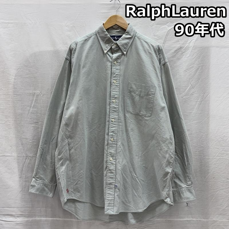 ラルフローレン RALPHLAUREN シャツ、ブラウス 長袖 90年代 ビンテージ マレーシア製 The Big Oxford オックスフォード ボタンダウン シャツ 裾ポニー 90s L メンズ USED 古着 中古 50149329