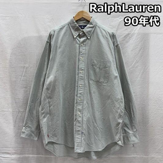 ラルフローレン RALPHLAUREN シャツ、ブラウス 長袖 90年代 ビンテージ マレーシア製 The Big Oxford オックスフォード ボタンダウン シャツ 裾ポニー 90s L メンズ USED 古着 中古 50149329