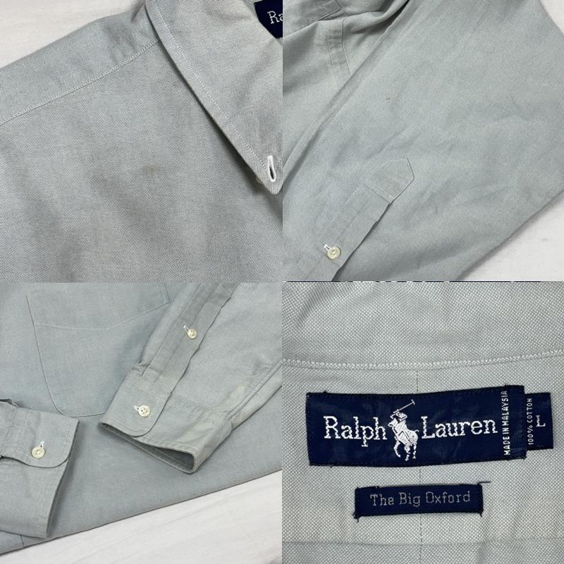 ラルフローレン RALPHLAUREN シャツ、ブラウス 長袖 90年代 ビンテージ マレーシア製 The Big Oxford オックスフォード ボタンダウン シャツ 裾ポニー 90s L メンズ USED 古着 中古 50149329